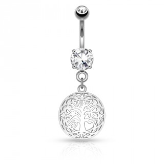 Piercing nombril mdaillon arbre de vie argent