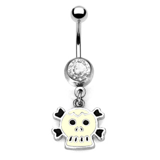 Piercing nombril gothique pendentif squelette