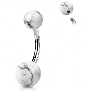 Piercing nombril  perles de Howlite Blanche