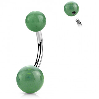 Piercing nombril à perles de Jade verte