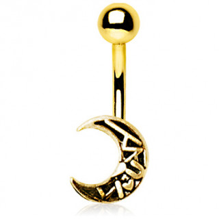 Piercing nombril plaqu or croissant de lune style oriental