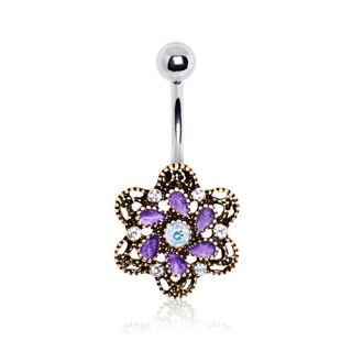 Piercing nombril style antique  fleur Camlia