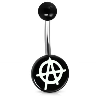 Piercing nombril  symbole "A" Anarchiste - Noir