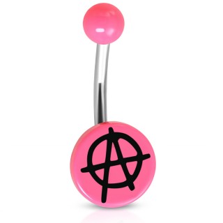 Piercing nombril  symbole "A" Anarchiste - Rose