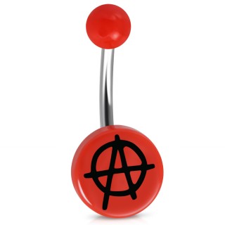 Piercing nombril  symbole "A" Anarchiste - Rouge