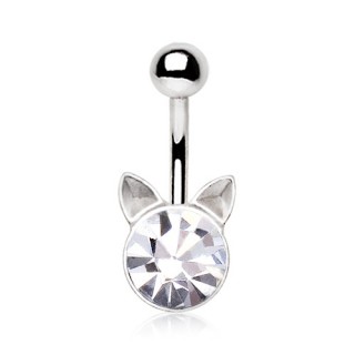 Piercing nombril tte de chat strass