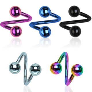 Piercing nombril spirale titanium IP  boules