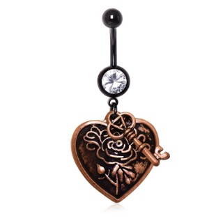 Piercing nombril vintage  pendentifs coeur et cl