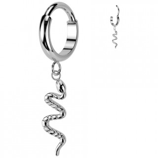 Piercing oreille anneau clicker  pendentif serpent en Titane