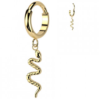 Piercing oreille dor anneau clicker  pendentif serpent en Titane