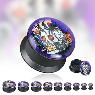 Piercing plug gothique logo Squelette Poker
