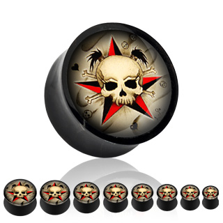 Piercing plug gothique tte de mort sur toile