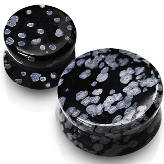 Piercing plug pierre semi-prcieuse Obsidienne