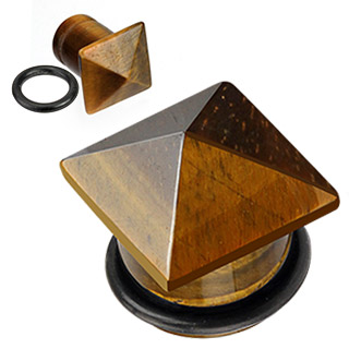 Piercing plug pierre semi-prcieuse Oeil de tigre en pyramide