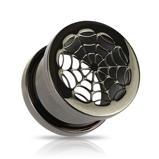 Piercing plug toile d'araigne ionis titanium noir