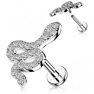 Piercing serpent clair pav de strass (lvre, hlix, flat...)