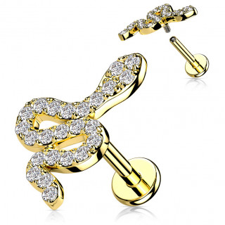 Piercing serpent Dor pav de strass (lvre, hlix, flat...)