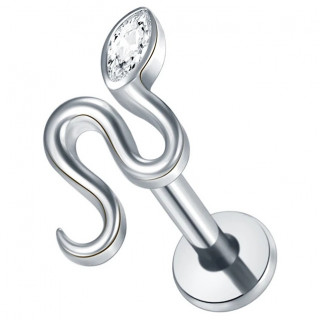 Piercing Serpent lgant serti en Titane pour lvre et oreille ( filetage interne)