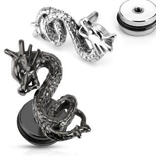 Piercing style faux plug  dragon en relief