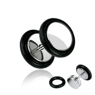 Piercing style faux plug acier avec o-rings