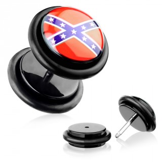 Piercing style faux plug en acrylique - Drapeau rebelle