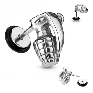 Piercing style faux plug en forme de grenade acier