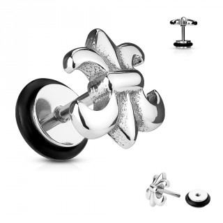 Piercing style faux plug fleur de lys acier