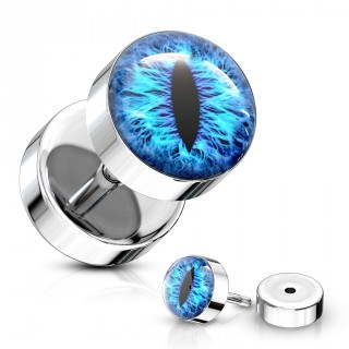 Piercing style faux plug  oeil de serpent - Bleu