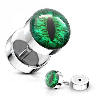 Piercing style faux plug  oeil de serpent - Vert