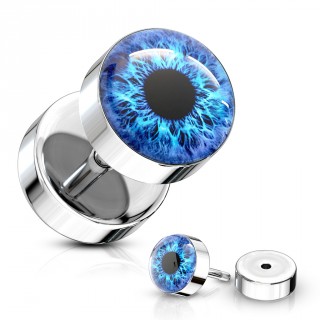 Piercing style faux plug  oeil humain - Bleu