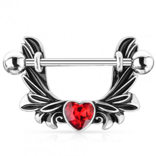 Piercing tton  ailes d'ange vintages et coeur rouge