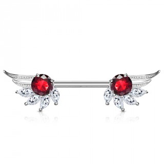 Piercing tton ailes d'ange majestueuses  strass clairs et rouge