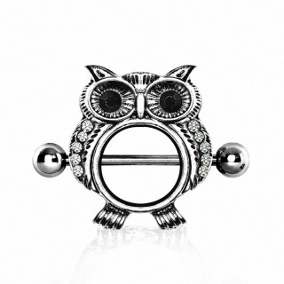 Piercing tton bouclier hibou  strass