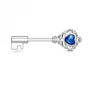 Piercing tton cl baroque  coeur d'opale - Bleu