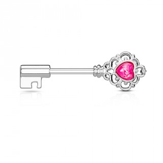 Piercing tton cl baroque  coeur d'opale - Rose