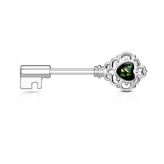 Piercing tton cl baroque  coeur d'opale - Vert fonc