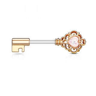 Piercing tton cl baroque cuivre  coeur d'opale