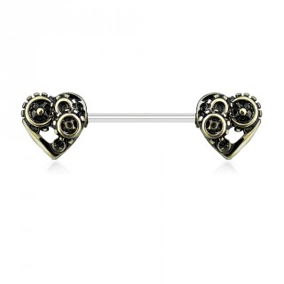 Piercing tton  coeurs steampunk - Dor antique