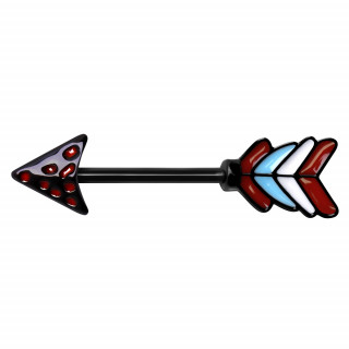 Piercing tton flche noire  empennage rouge, bleu et blanc