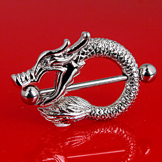 Piercing tton gothique dragon asiatique serti