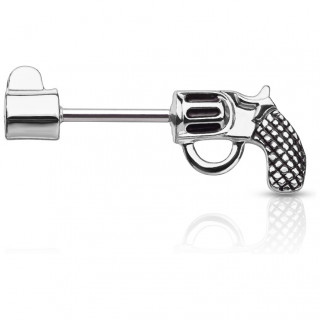 Piercing téton pistolet revolver argenté