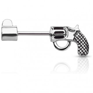 Piercing tton pistolet revolver argent