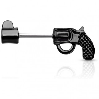 Piercing téton pistolet revolver noir