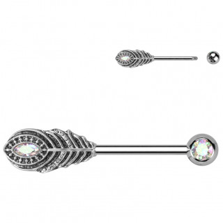 Piercing tton plume de Paon  zirconiums aurore borale