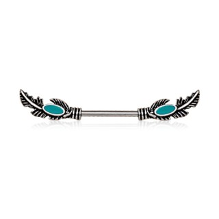 Piercing tton  plumes avec turquoise