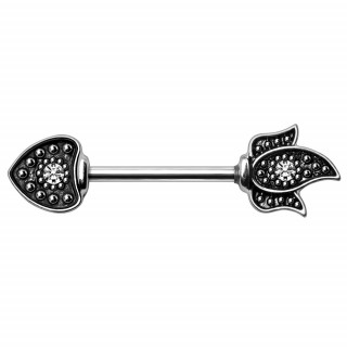 Piercing tton vintage flche en coeur  flamme sertie