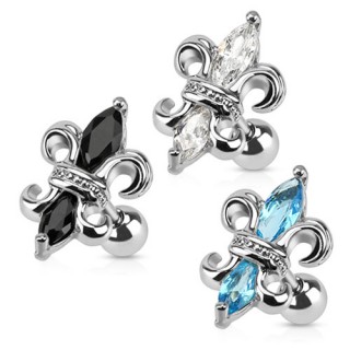 Piercing tragus style blason royal  fleur de Lys