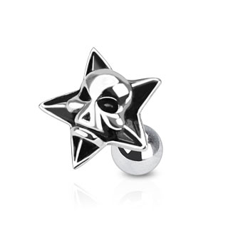 Piercing tragus tte de mort et pentagramme