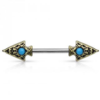 Piercing tribal tton double flche  turquoise