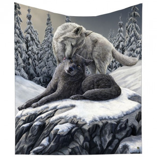 Plaid 160cm  couple de loups dans la neige - Lisa Parker